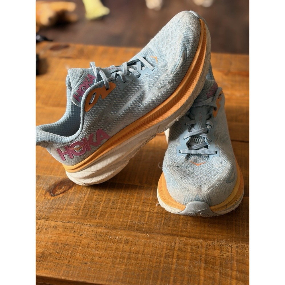 Hoka One One Clifton 9 Shoes Womens 11B Blue Running Athletic Sneakers Trainers